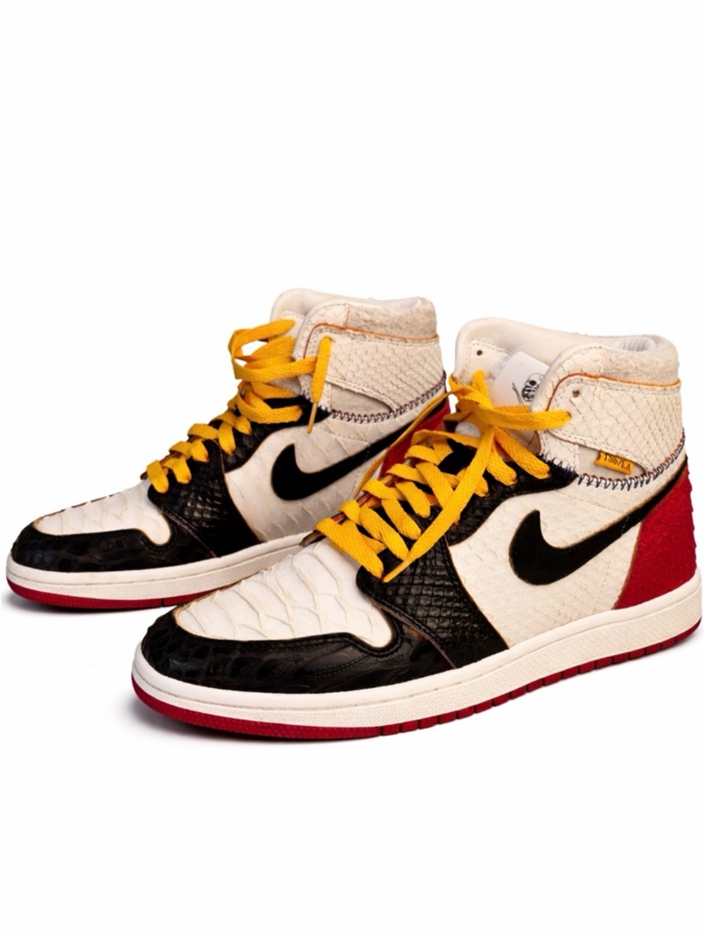 Nike High-Top Sneakers in White, Black, Red & Yellow